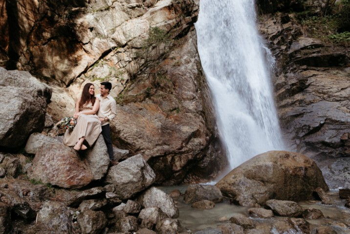 waterfall engagement couple photography
