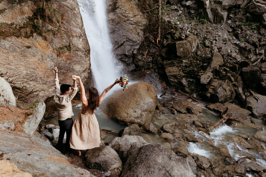 waterfall engagement celebration