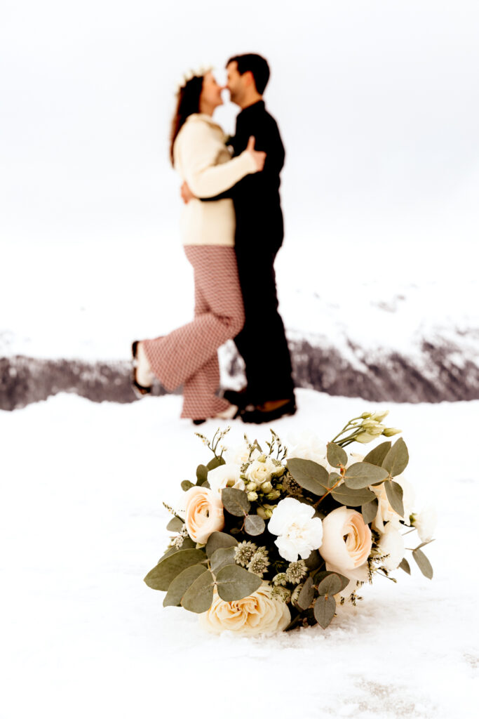 Mountain wedding ceremony with glacier views at Mer de Glace