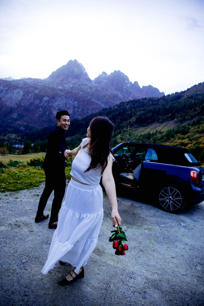 Couple eloping in Europe