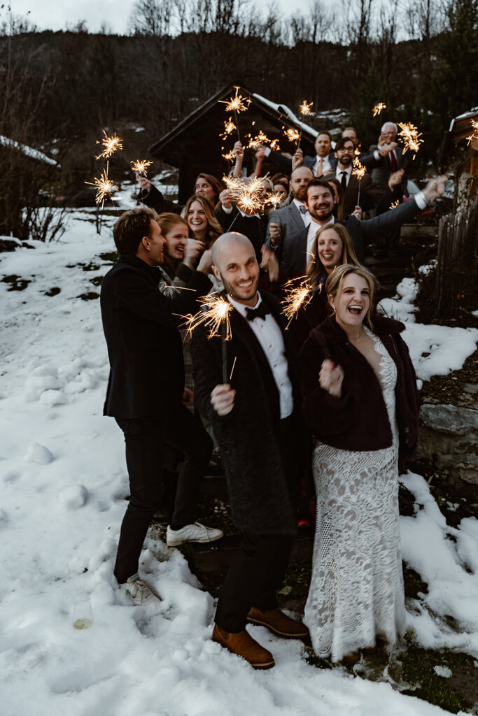 Chamonix alpine elopement bride portrait mountains