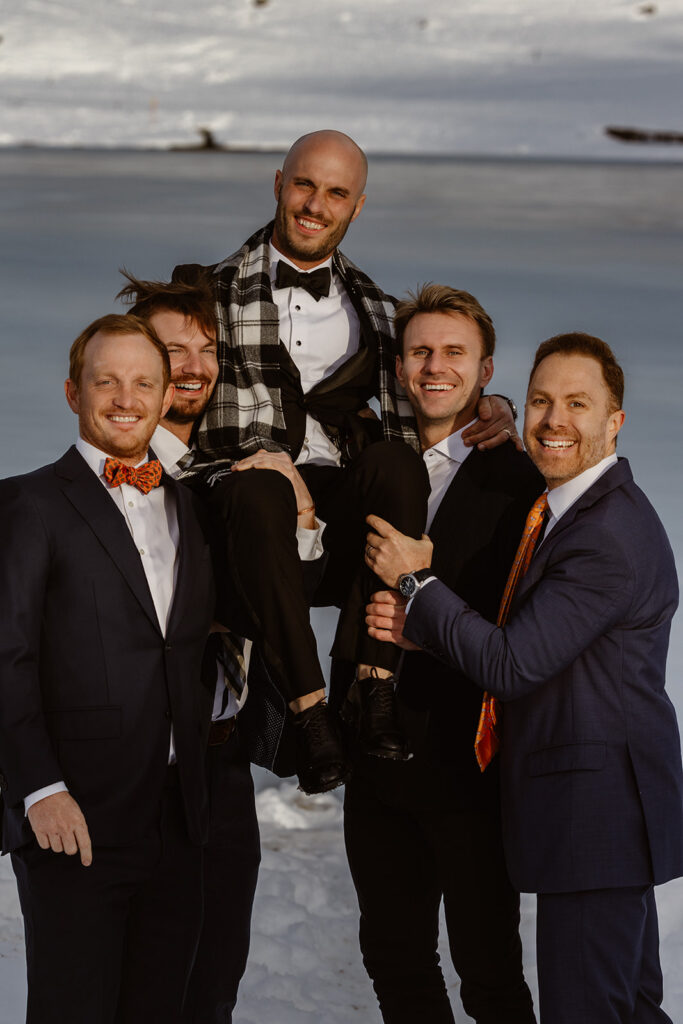 Bride and groom scenic alpine ceremony