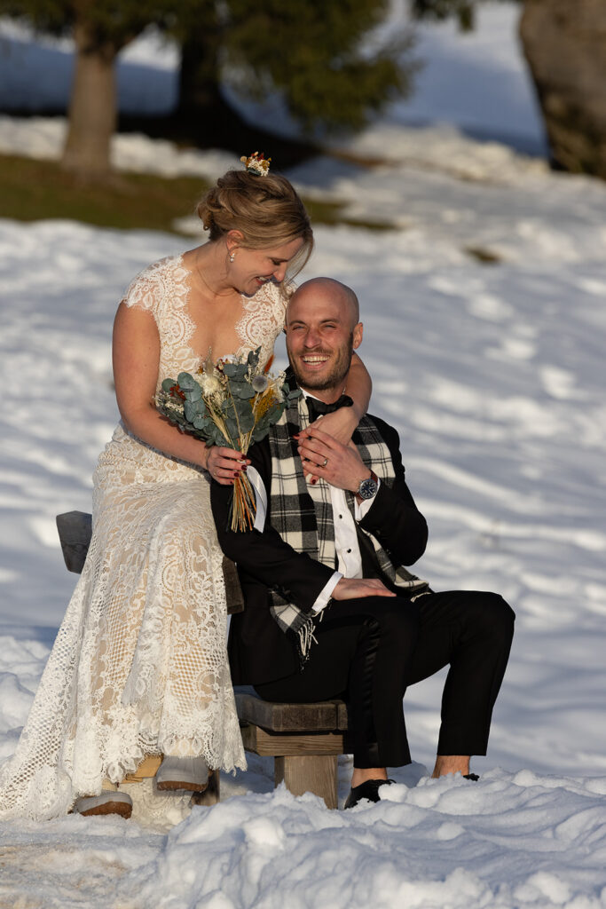 Chamonix bride portrait alpine scenery