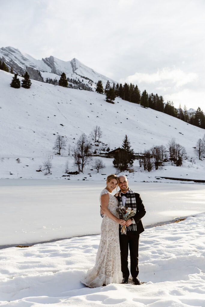 bride portrait alpine scenery