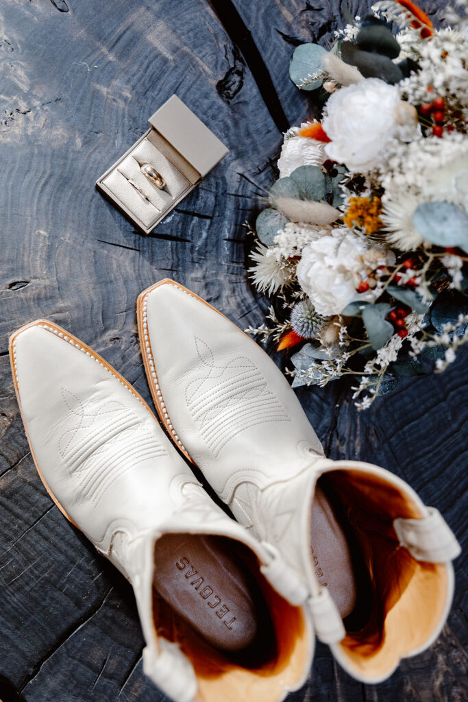 Alpine wedding couple walking in Chamonix