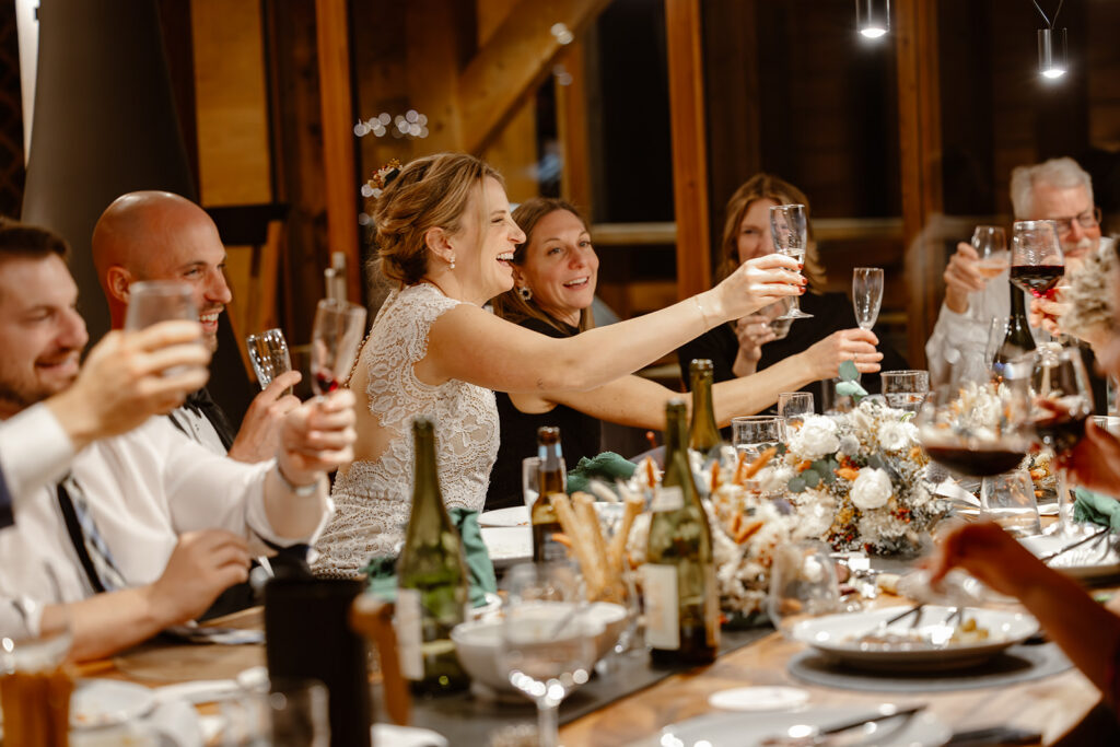 Romantic couple celebrating Chamonix wedding